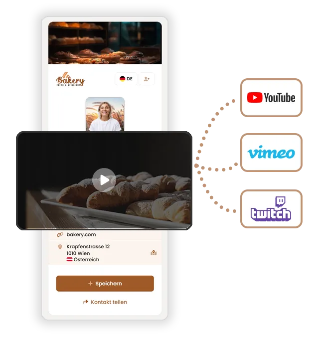 Produkt- & Firmenvideos direkt in deine smarte Visitenkarte einbinden