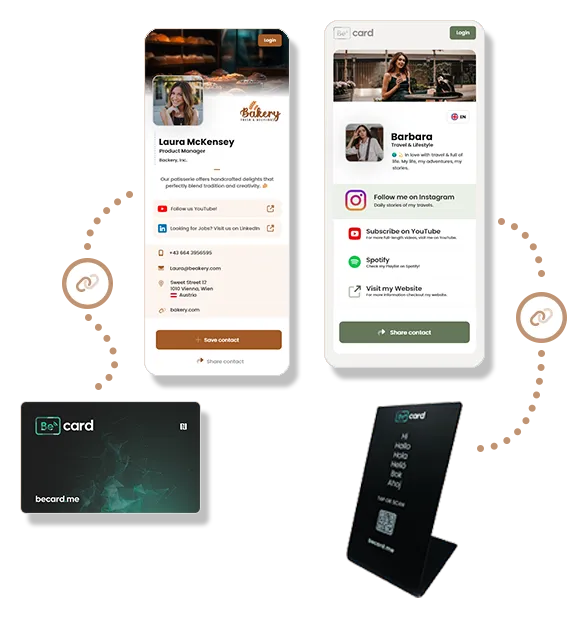 Bleiben stets aktuell dank der Verknüpfung mit der digitalen Visitenkarten
